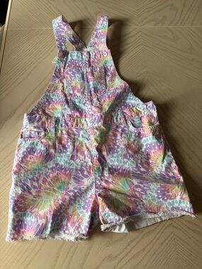 The Children's Place Pastel Tie-Dye Short Overalls - Pink, Purple & Blue